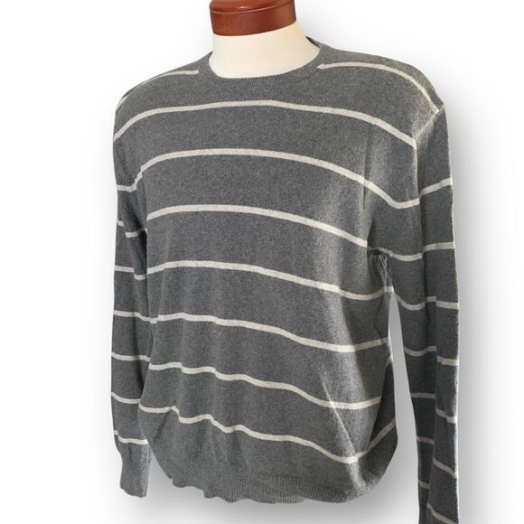 J.Crew Cashmere Blend Grey Striped Sweater Business Casual Men's size XL - Picture 10 of 10
